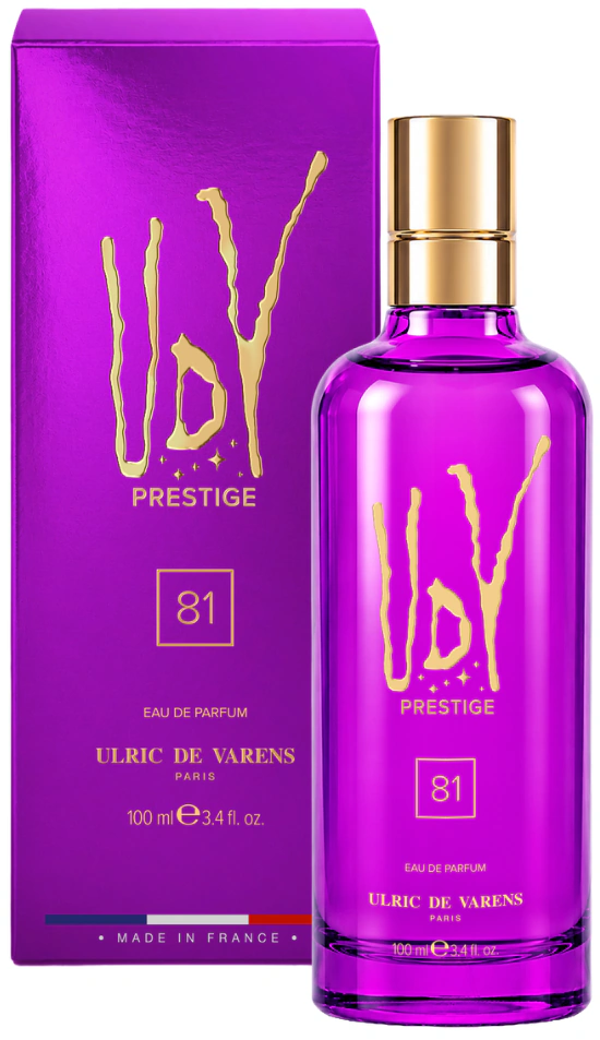 UDV Prestige 81 bottle in front of its packaging